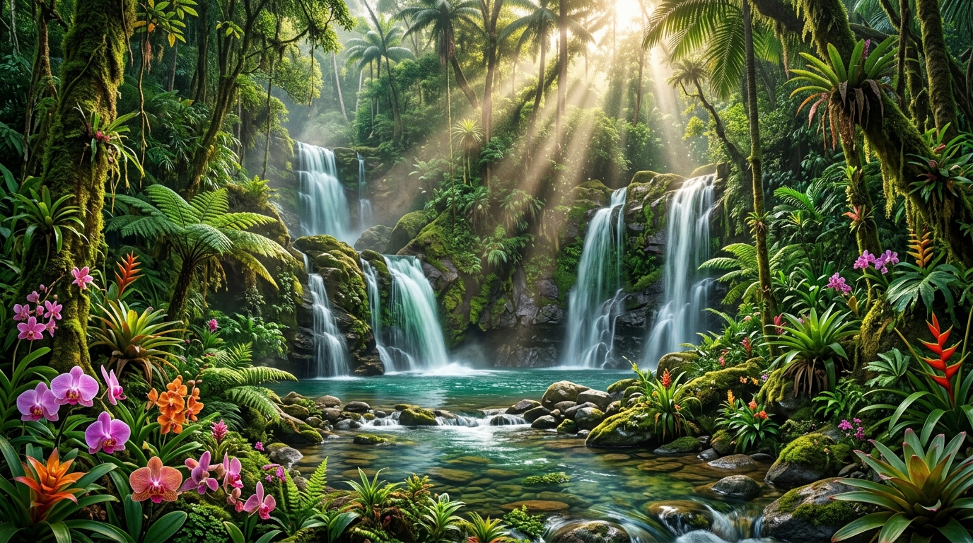 Nature Waterfall and Forest
